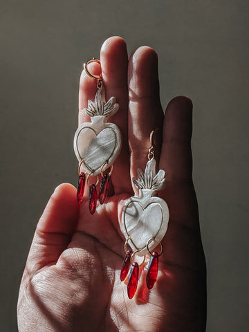 Three of Swords Sacred Heart Earrings