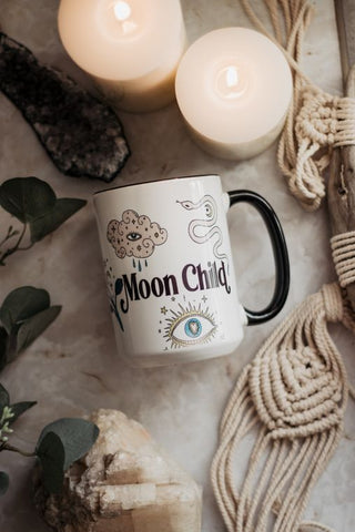 Whimsical Moon Child Coffee Cup
